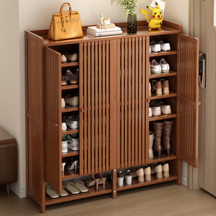 简易鞋架多层家用门口宿舍出租房用防尘收纳置物室内入户鞋柜楠竹