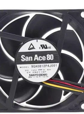 原装San Ace三洋 9GA0812P4J001/GD001 12V印刷机风扇4线 8025