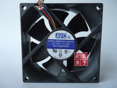 原装AVC DS08025T12HP028 8025 12V 0.3A 散热风扇 4线PWM