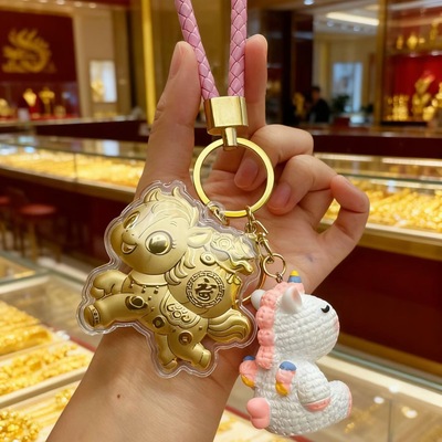 足金999黄金挂件马上有钱公主请发财钥匙扣卡通手机包包挂 送礼物