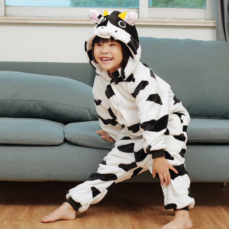 男孩冬季卡通动物亲子连体睡衣