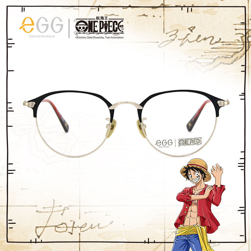 eggx航海王联名款op超轻人气钛金属眼镜框女可配近视眼镜有度数男
