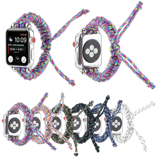 适用苹果iwatch11S107896SE2户外伞绳手表带54瘦身运动ultra3细带