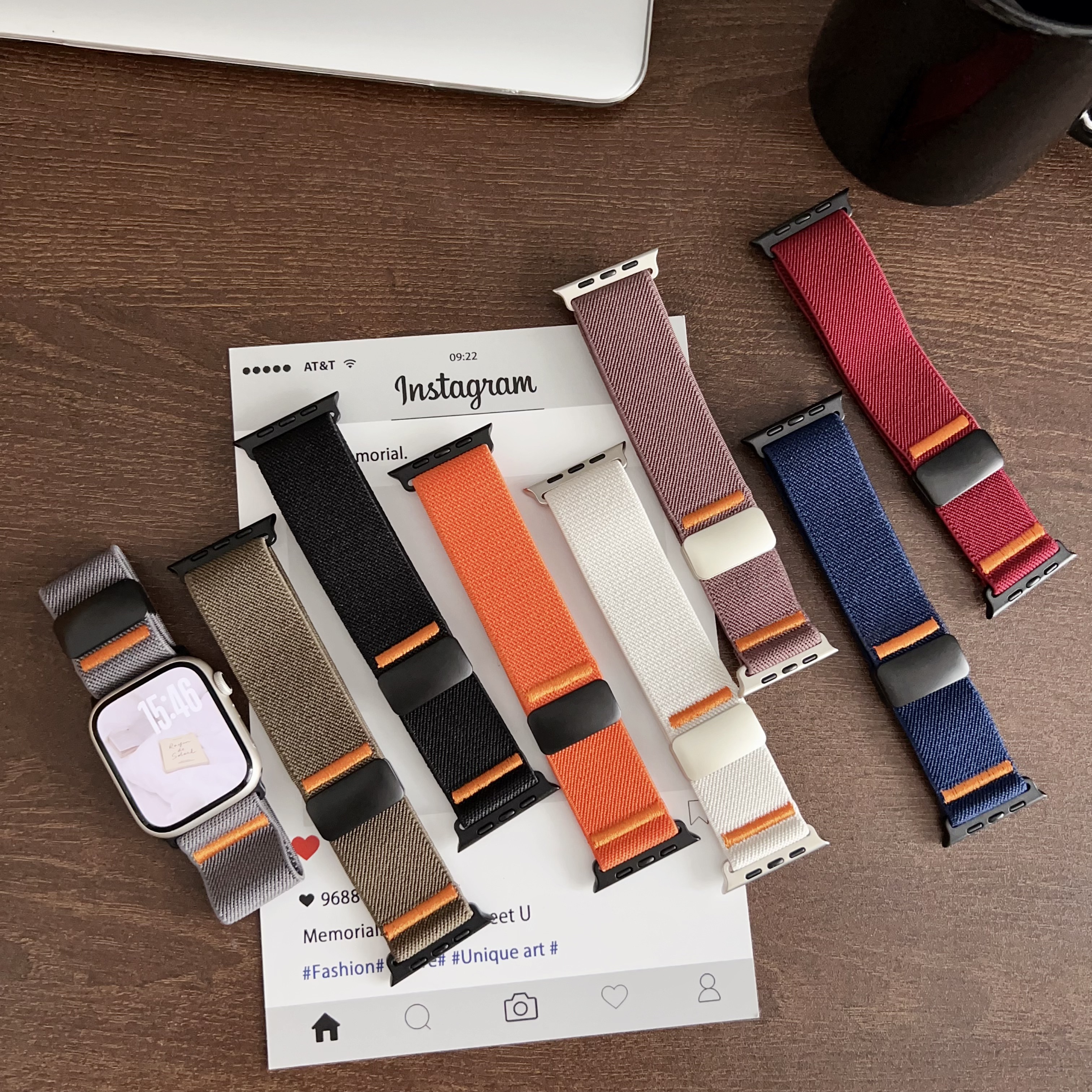 适用苹果弹力尼龙磁吸扣手表带