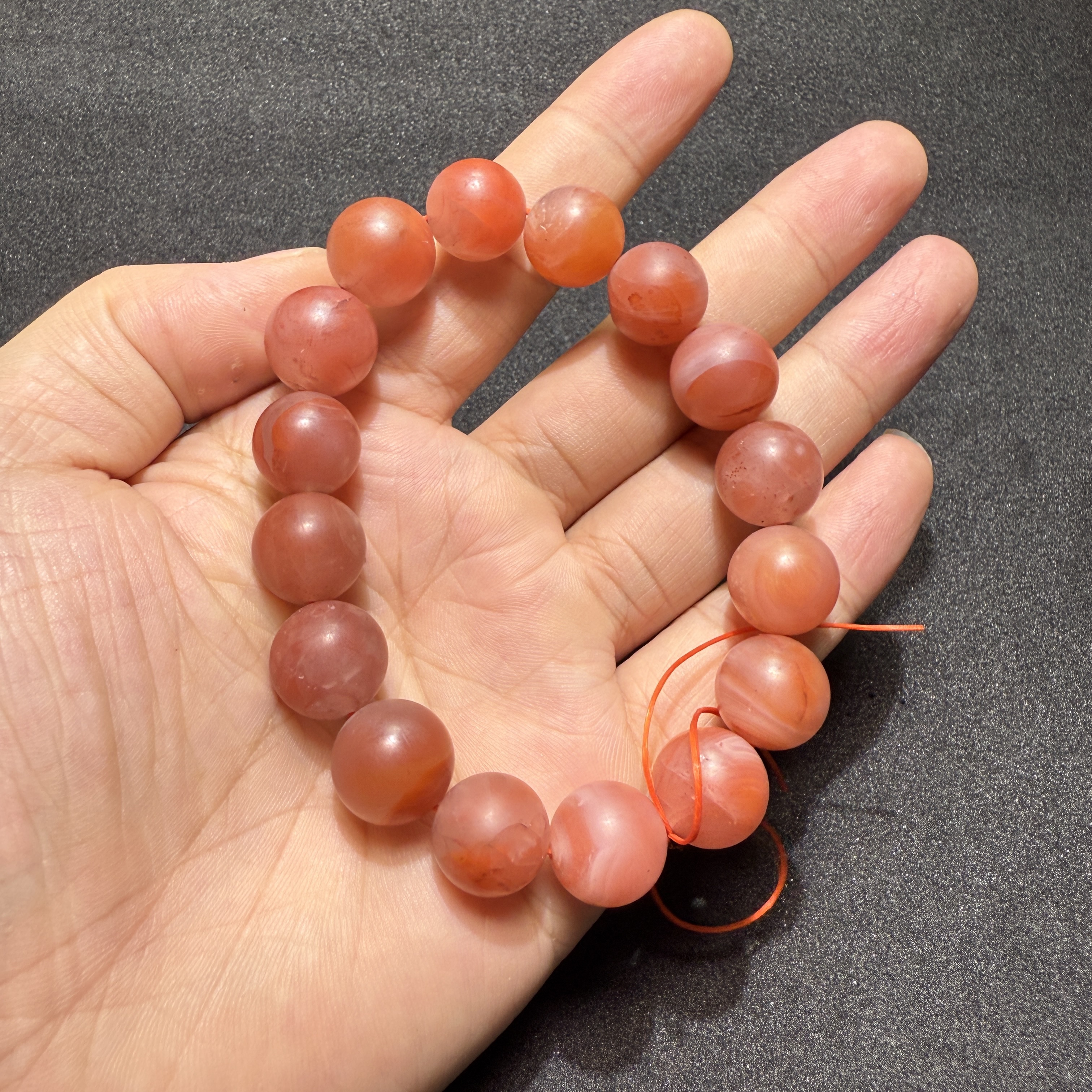 清代老玛瑙南红圆珠手串