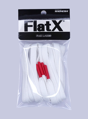 FlatX原装 三叶草贝壳头黑白金标升级版防松脱8mm扁鞋带白色红头