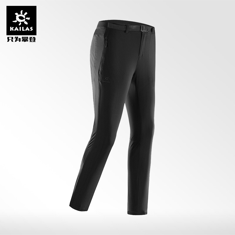 凯乐石秋冬男女款徒步耐磨保暖加暖绒长裤厚防风软壳裤kg130123