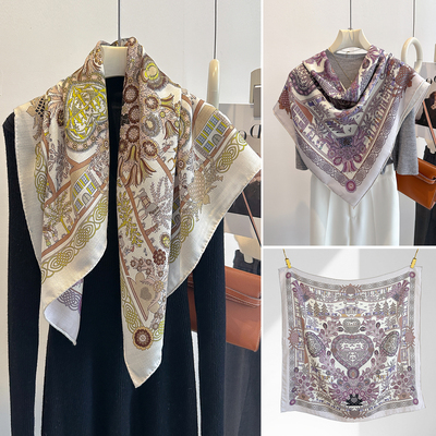 绿色羊毛围巾丝巾女2025新款秋季高级感冬三角羊绒小披肩外搭两用