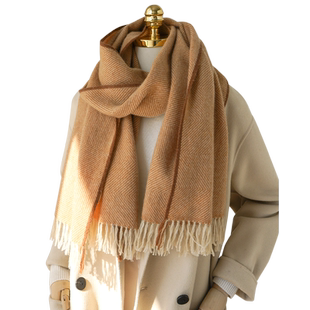 燕麦色100纯山羊绒围巾冬季 女士大牌羊毛高级感围脖高端配大衣的