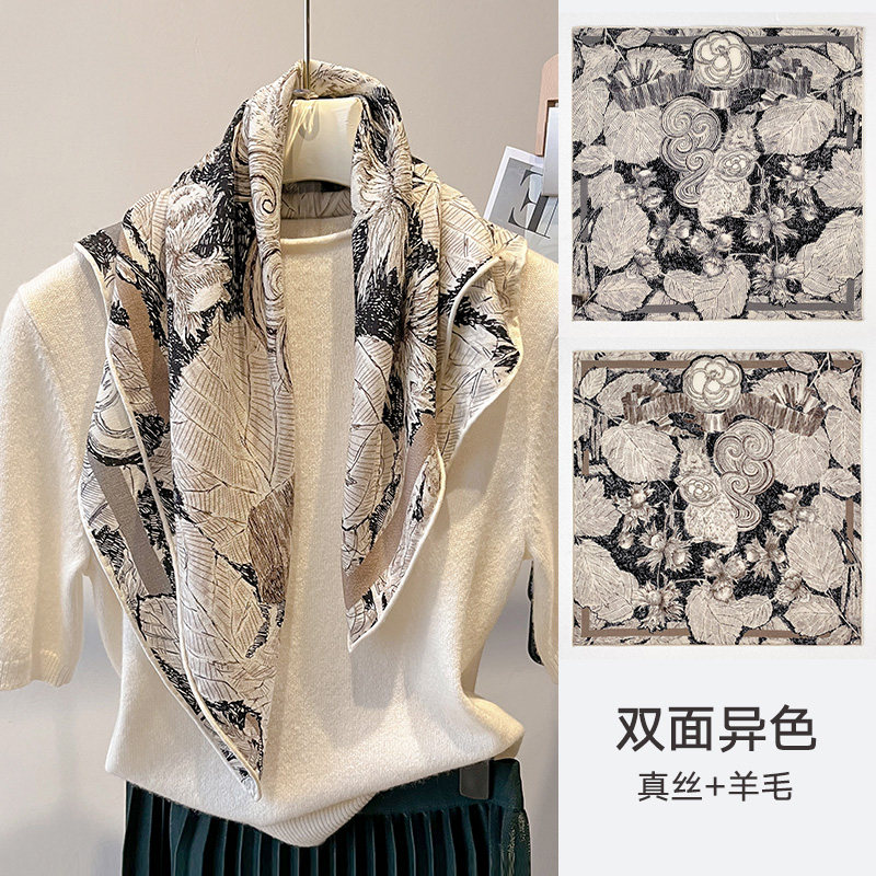 thumbnail for Silk small square scarf, wool scarf, neck-tie, high-end women's high-end summer thin neck protector for summer