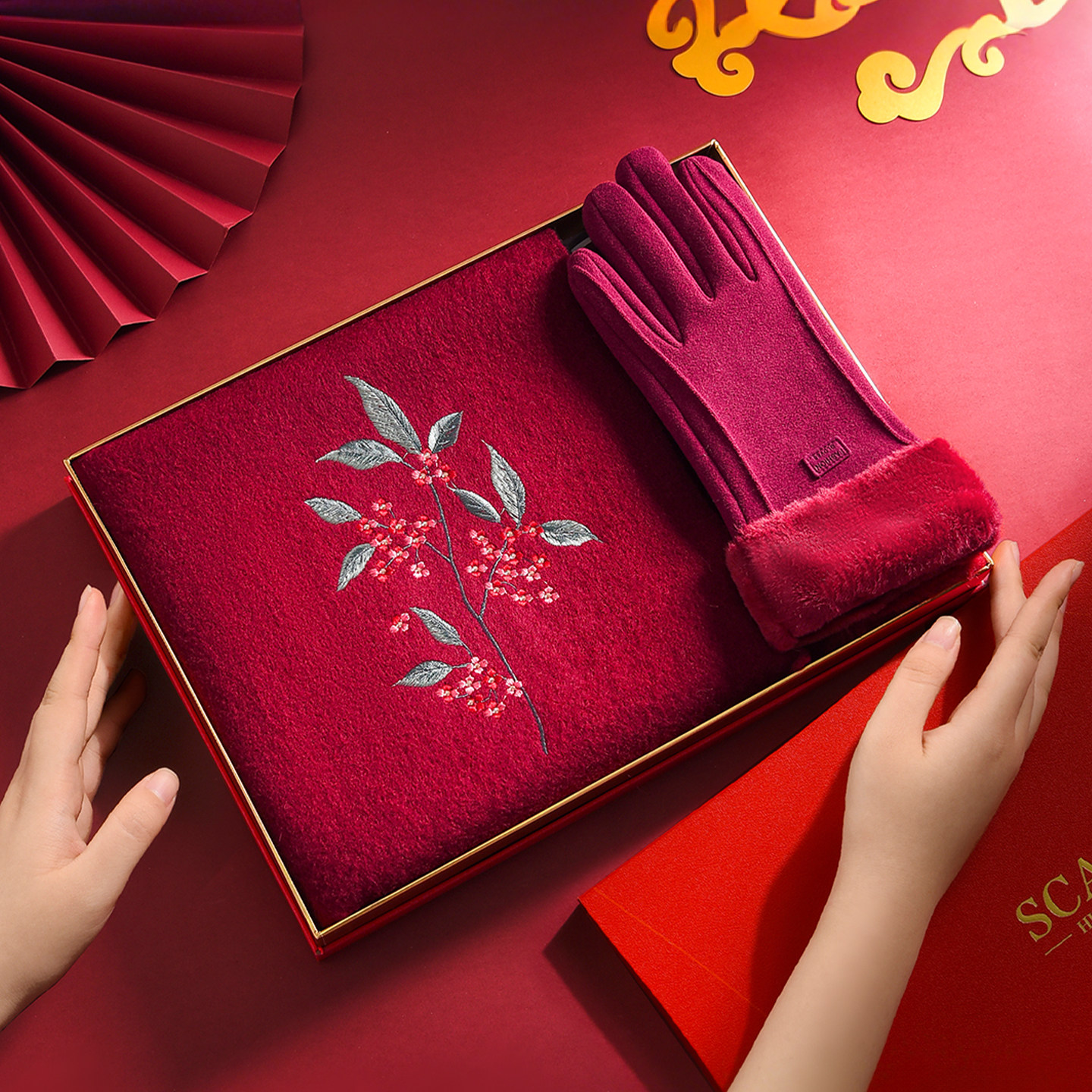 红色羊毛围巾手套礼盒送妈妈款长辈本命年生日实用的礼物羊绒女士,服饰配件/皮带/帽子/围巾,围巾/丝巾/披肩,淘宝优惠券,粉丝福利购,淘宝优惠卷