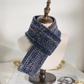 蓝色纯山羊绒围巾女士2026新款 冬季 100短围脖轻奢高级感高端脖套