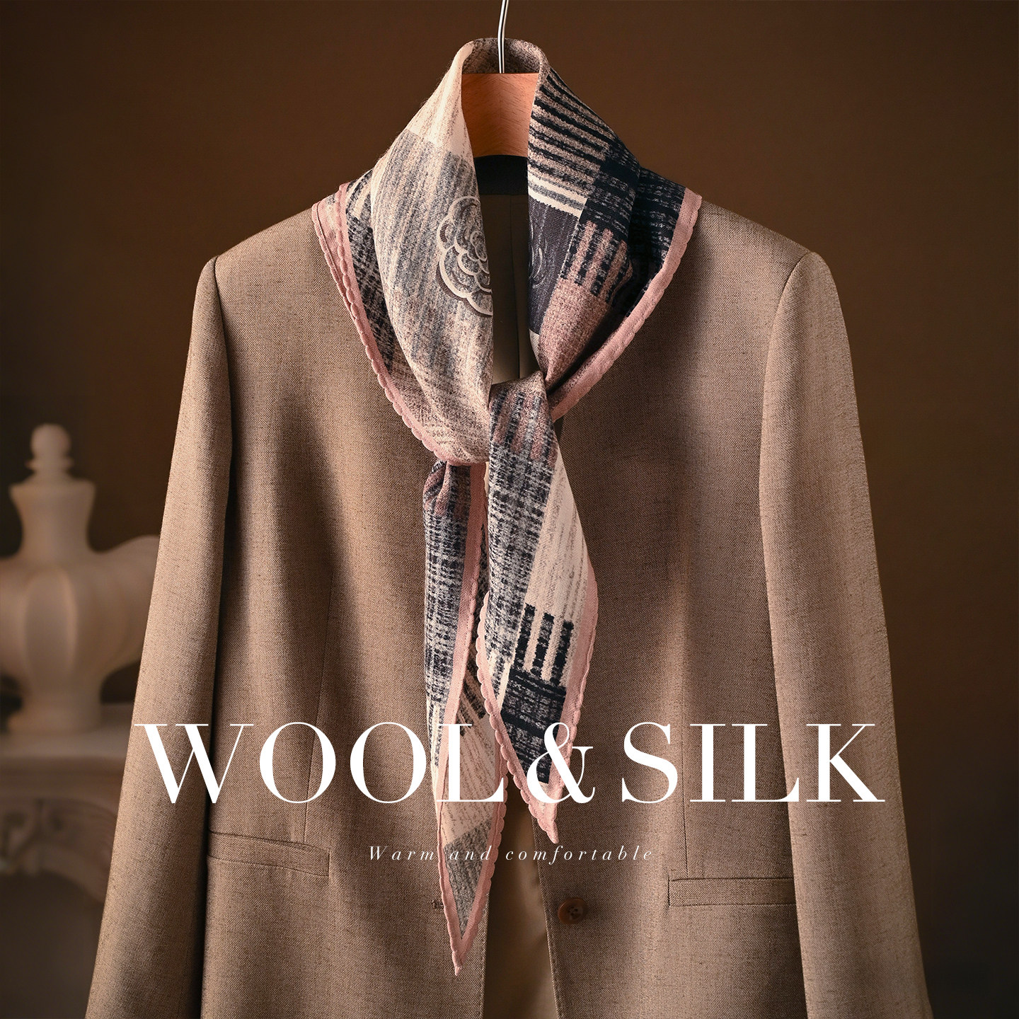 菱形真丝羊毛丝巾女士秋冬季小长条轻奢高级感护颈羊绒短围巾高端,服饰配件/皮带/帽子/围巾,围巾/丝巾/披肩,淘宝优惠券,粉丝福利购,淘宝优惠卷