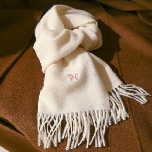 白色纯羊毛围巾女款2025新款冬季羊绒围脖女士高级感女生小马软糯