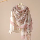 高端高级感 披肩纱丝巾春秋轻薄款 粉色山羊绒围巾女士2026新款 春季