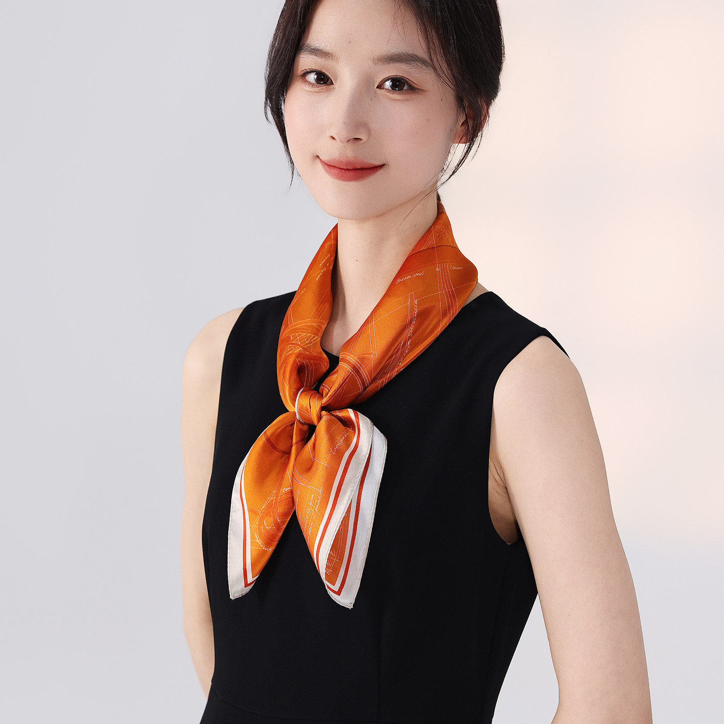 橘色真丝丝巾2026新款女款夏季薄款护颈防晒系脖子防晒高级感夏天