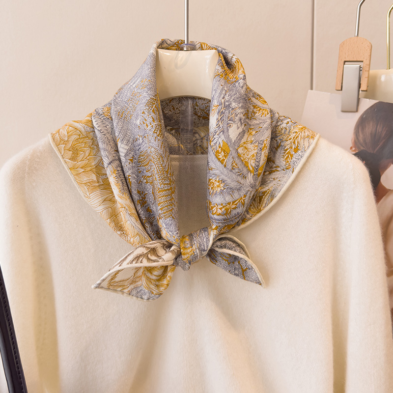 真丝羊毛围巾小方巾冬季2025新款