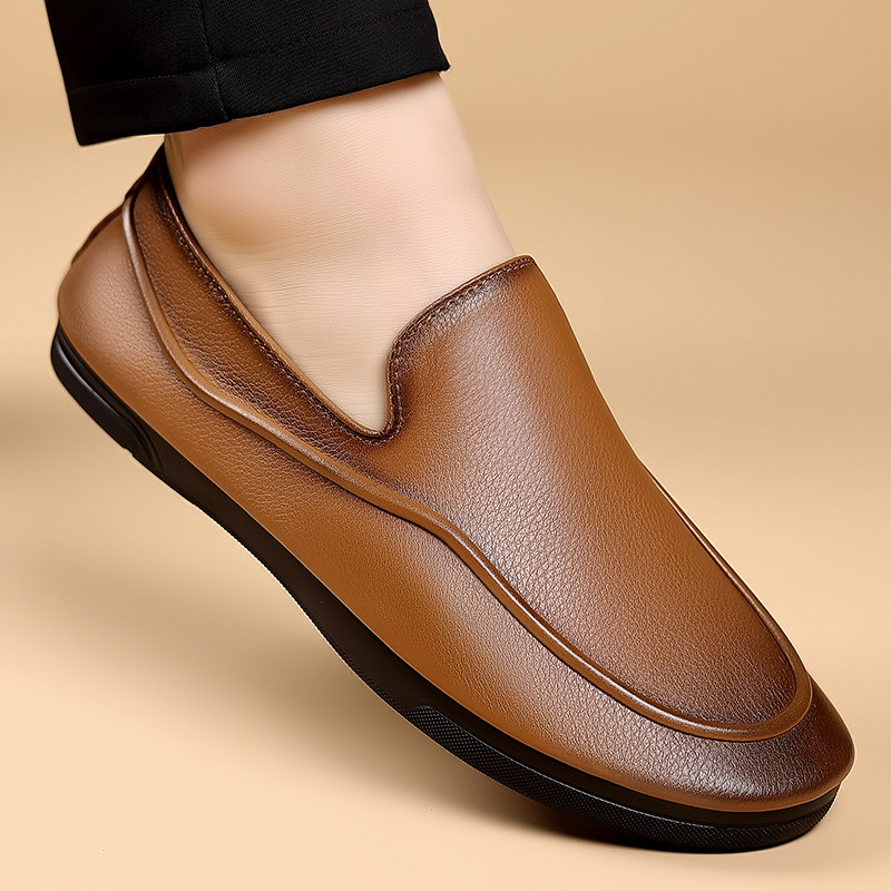 2026真皮男一脚蹬透气豆豆鞋