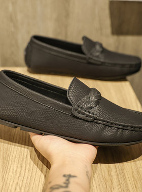 男士真皮一脚蹬乐福豆豆鞋