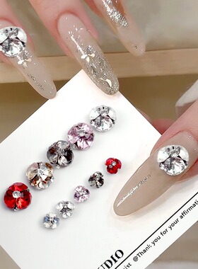 新款K9美甲水晶堆钻成品美甲饰品33多切面高品水晶钻球华子切爆闪