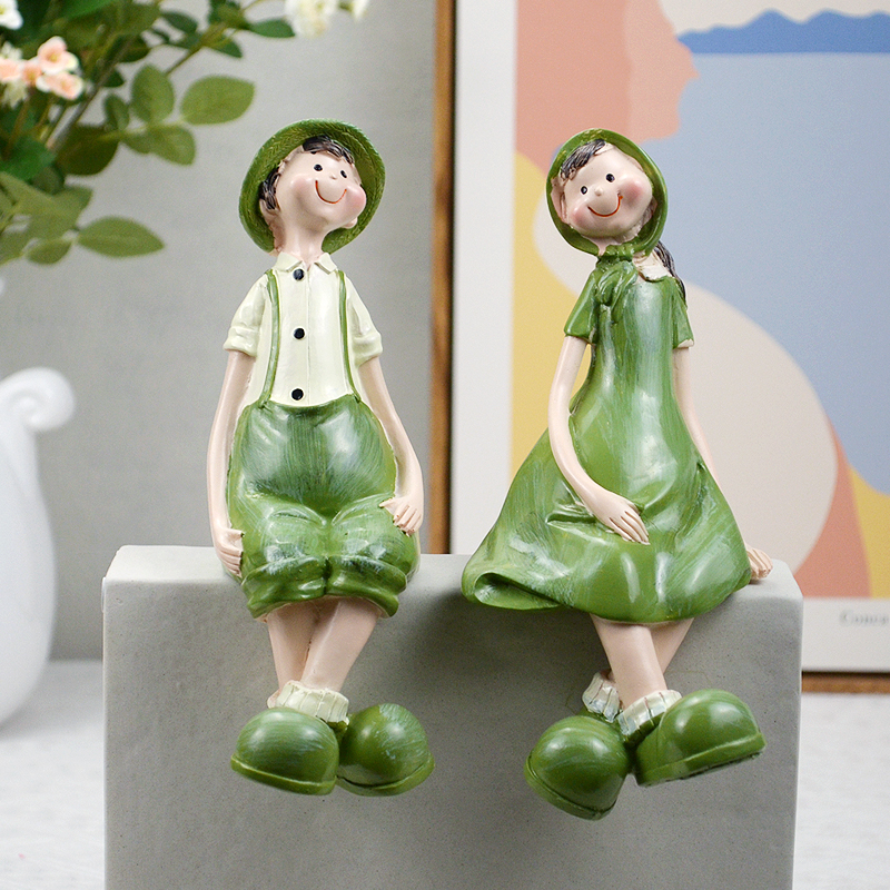 现代田园情侣人物装饰品花园摆件