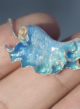 阿林的饰界海浪高温珐琅项链