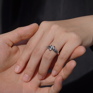 足银镜莲华戒指开口可调节二次元
