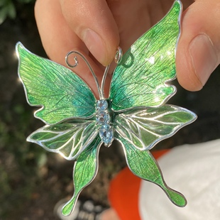 囚徒原创手工999纯银高温珐琅蝴蝶艺术作品 囚徒自定义首饰