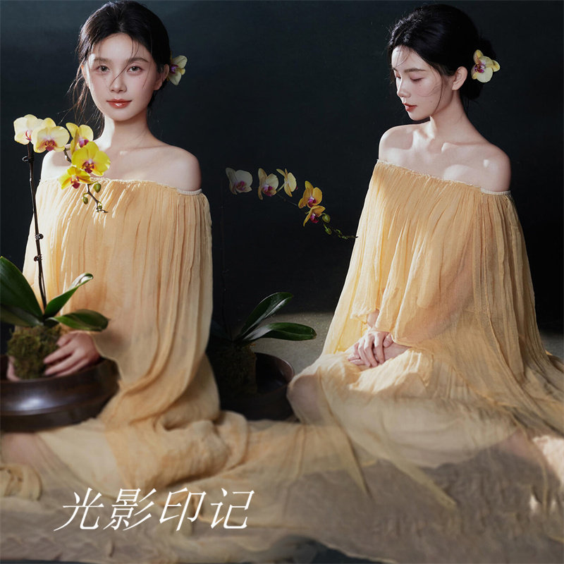 影楼新款国风油画少女写真服装