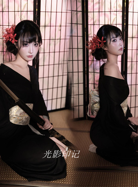 神明少女影楼新款和服改良日式黑道正装千金传统写真服旅摄影浴衣