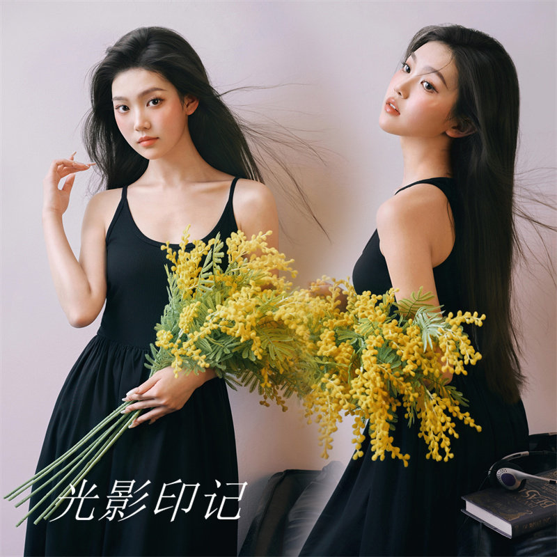 影楼新款纯欲慵懒风吊带裙写真