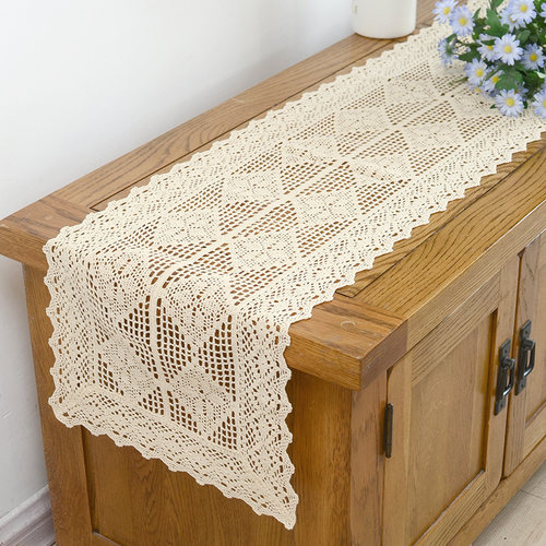 镂空田园棉线仿钩针桌旗