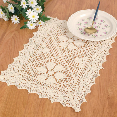 餐垫复古蕾丝田园镂空纯色