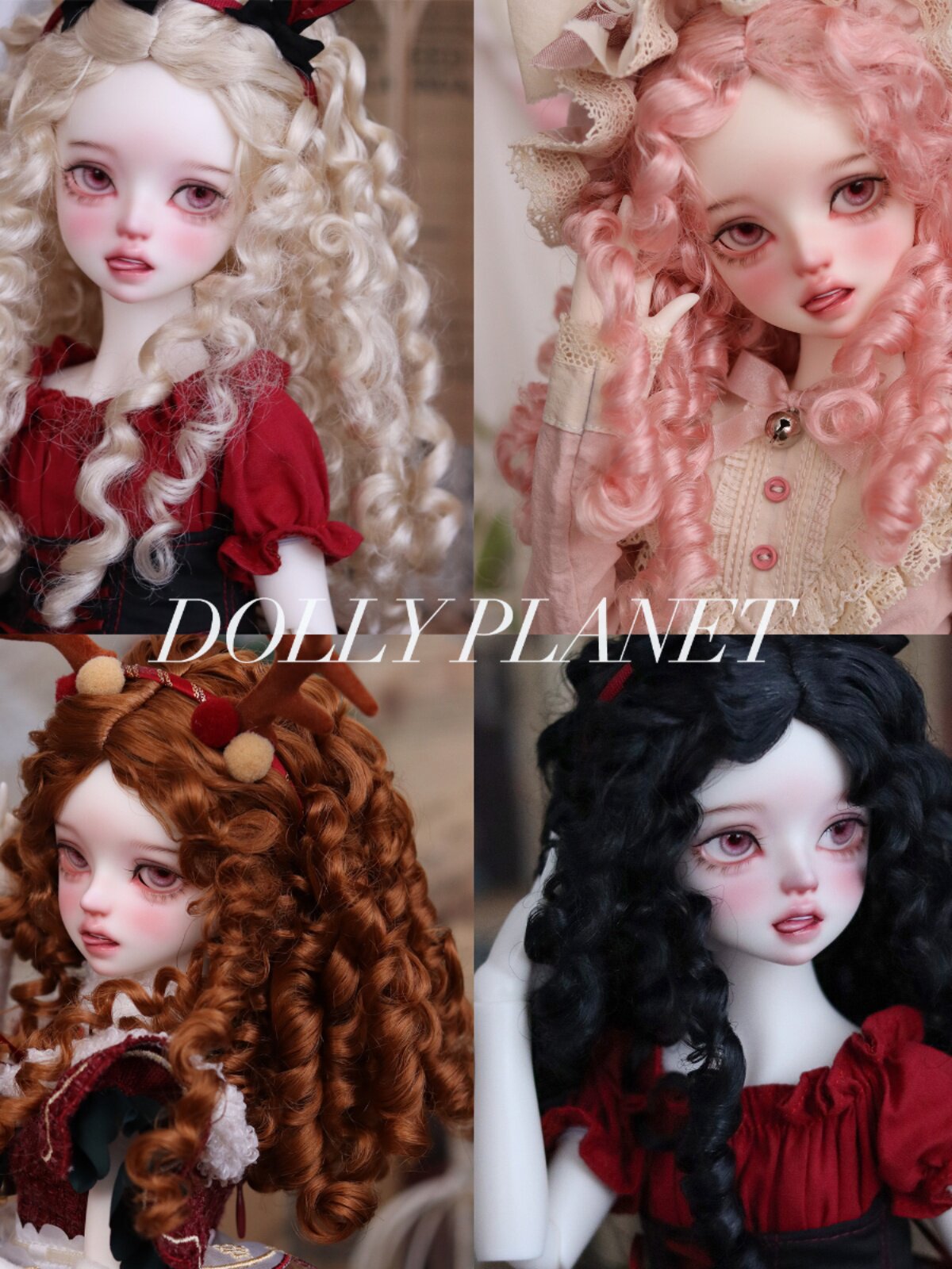 1/4 BJD Faux Mohair Wig with Vintage Middle Part Curls - Buy from Taobao, China | Shopme Agent