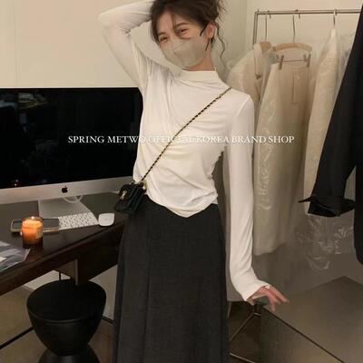 METWO经典百搭薄绒半高领打底衫