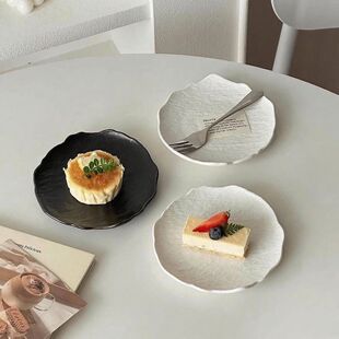 石纹高级简约好看的盘子家用日式吐骨碟轻奢高颜值不规则冰川纹碟