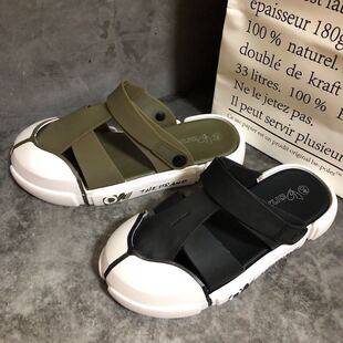 男士包头开车下雨天外穿拖运动型凉鞋沙滩透气洞洞鞋韩版防滑拖鞋