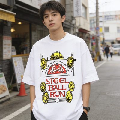 动漫JOJO的奇妙冒险SBR飙马野郎短袖T恤男女宽松重磅纯棉复古半袖