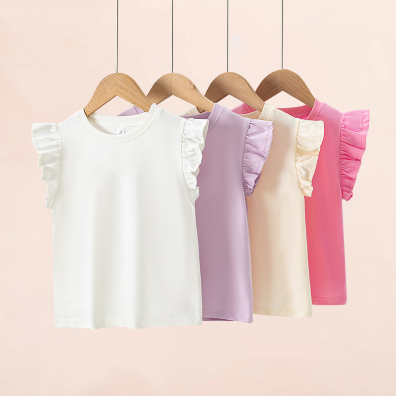 女童飞袖T恤2026新款夏季纯棉儿童短袖上衣宝宝洋气打底衫童装潮,童装/婴儿装/亲子装,T恤,淘宝优惠券,粉丝福利购,淘宝优惠卷