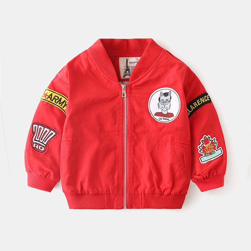 소년 코트 2024 봄 겨울 신작 어린이 야구 유니폼 지퍼 셔츠 중소 어린이 한국식 라벨 탑