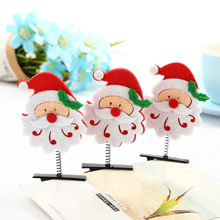 圣诞装饰品卖萌神器圣诞老人头上长草发芽发饰弹簧小发卡小发夹子