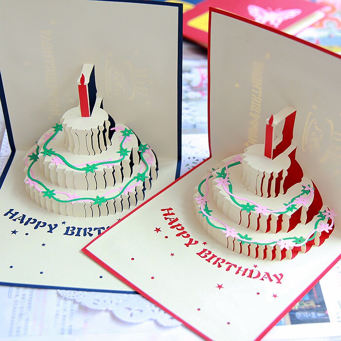 创意立体员工生日贺卡商务个性定制贺卡纸雕卡片 3d手工立体贺卡