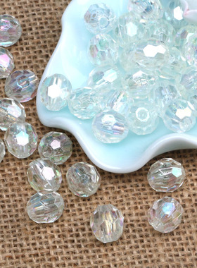 6mm8mm10mm12mm直孔32切面珠AB幻彩角珠透明亚克力手工串珠散珠子