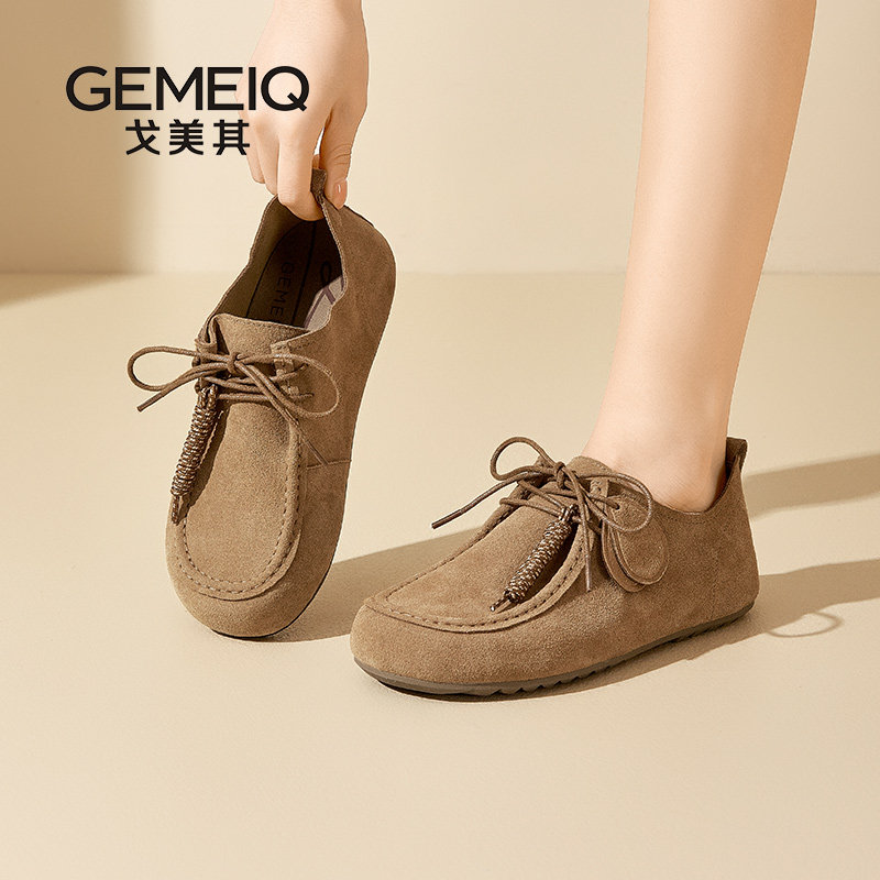 戈美其真皮勃肯鞋女2025新款复古百搭瓢鞋一脚蹬女鞋豆豆鞋袋鼠鞋,女鞋,勃肯鞋/软木鞋,淘宝优惠券,粉丝福利购,淘宝优惠卷