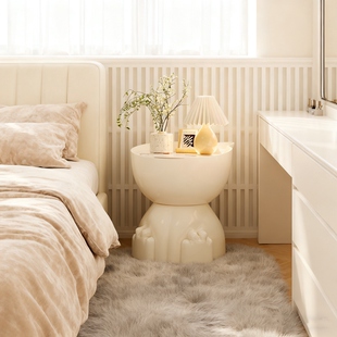 床头柜创意卡通猫床边置物架卧室家用小户型简约现代奶油沙发边几