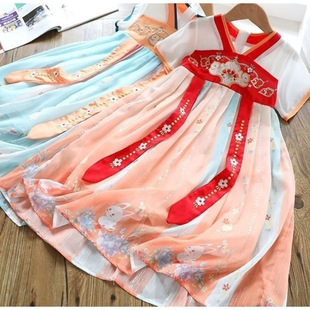 中国风唐装 公主连衣裙女孩古风超仙刺绣襦裙 汉服2025新款 女童夏装