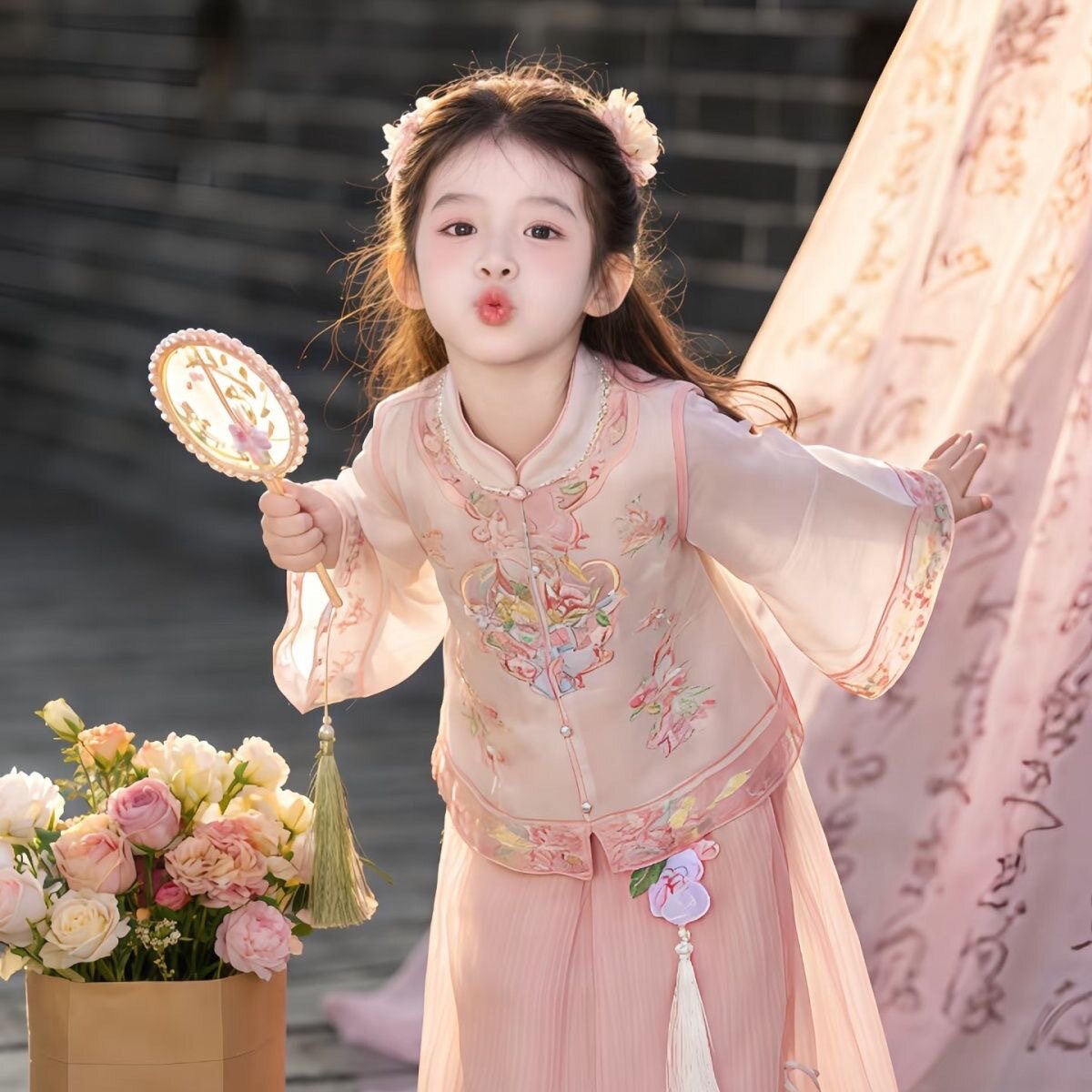 汉服女童2026春秋款儿童新中式裤