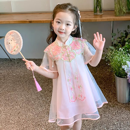 新款女童汉服连衣裙夏季中国风儿童裙子夏款宝宝公主裙女孩旗袍裙