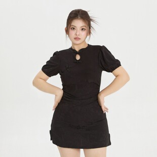 显瘦遮肉裙式 小楠泳衣 复古保守微胖大码 中式 温泉泳衣女 2026新款