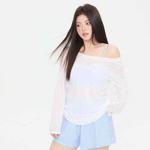 小楠泳衣 夏季清凉条纹大码微胖MM分体四件套显瘦海边度假泳衣女